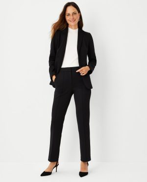 The Petite Pintucked Straight Leg Pant in Double Knit