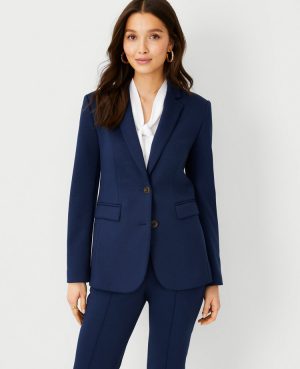 The Petite Notched Two Button Blazer in Double Knit
