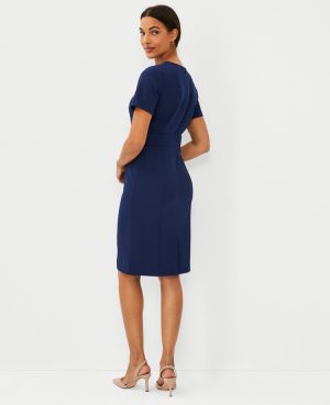 The Short Sleeve Sheath Dress in Bi-Stretch