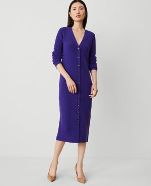 Cashmere Ribbed Cardigan Dress