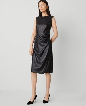 Petite Faux Leather Sheath Dress