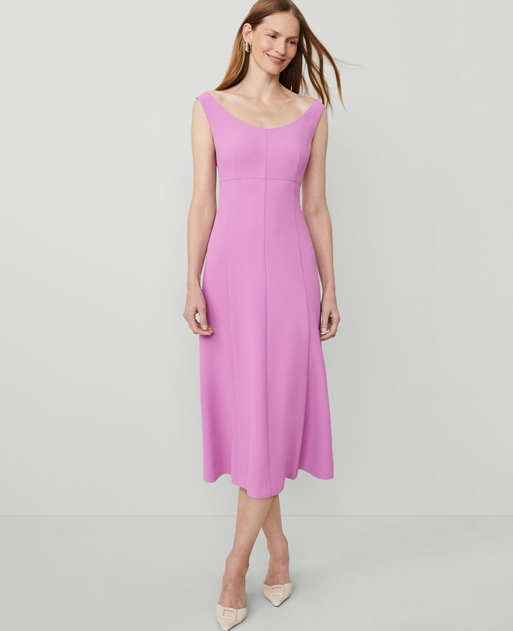 The Seamed Flare Dress in Fluid Crepe