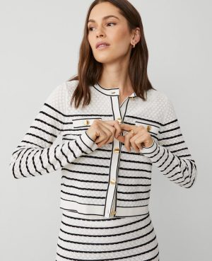 Textured Striped Pocket Cardigan