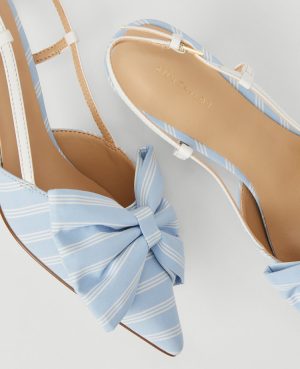 Bow Slingback Kitten Heel Pumps