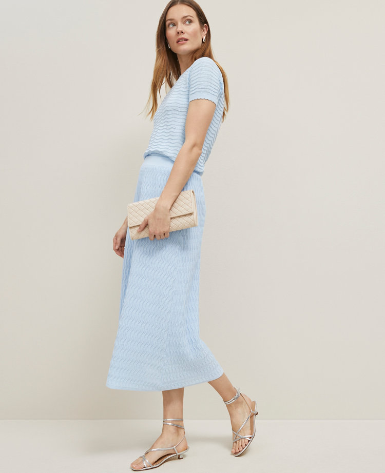 Wavy Stitch Midi Skirt