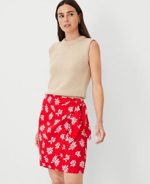 Leafed Linen Blend Sarong Wrap Skirt