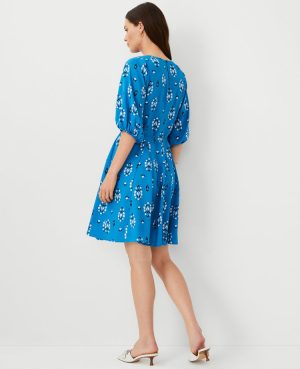 Petite Floral Boatneck Flare Dress