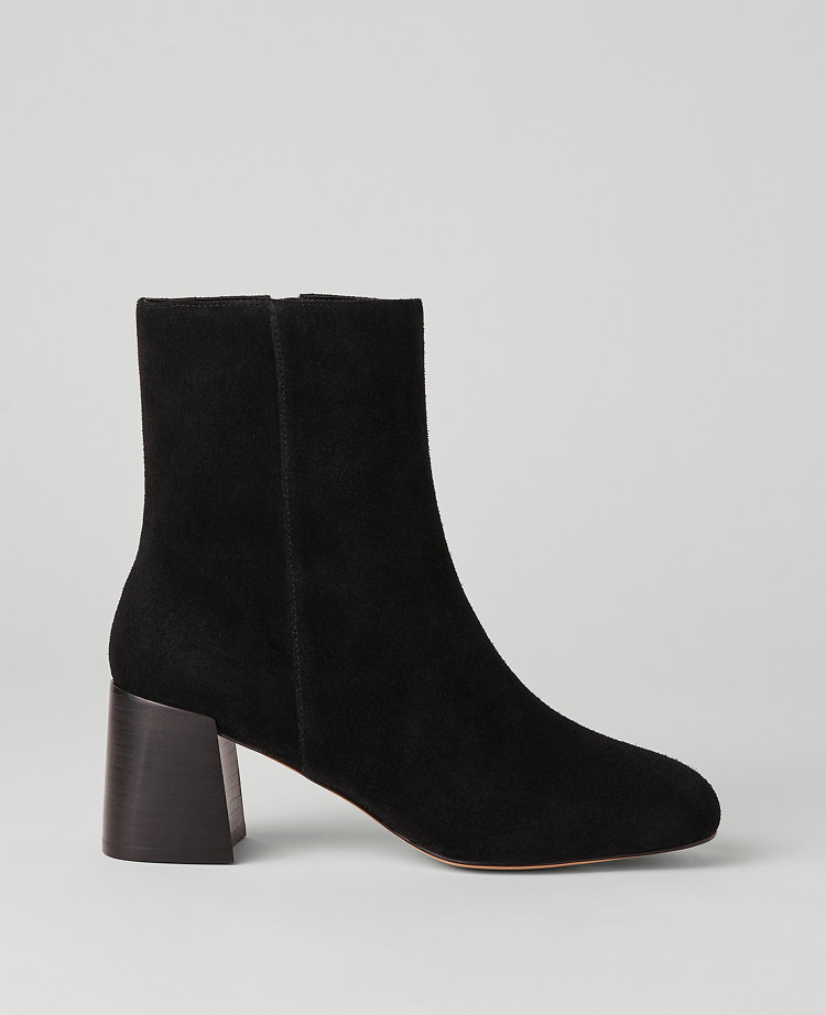 Flare Heel Suede Bootie