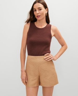 Side Zip Shorts in Metallic Tweed