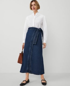 Weekend Collection Denim Wrap Maxi Skirt