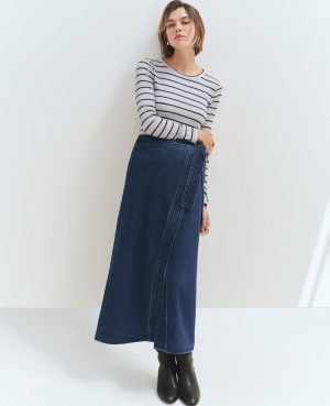 Weekend Collection Denim Wrap Maxi Skirt