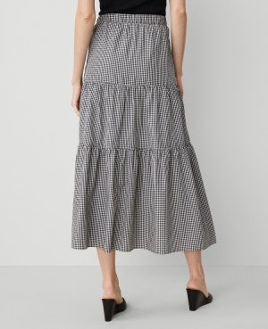 Gingham Taffeta Tiered Skirt