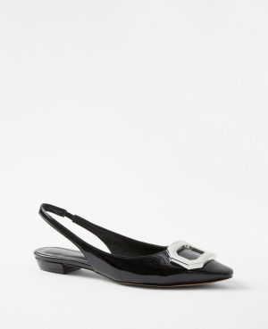 Patent Buckle Slingback Flat