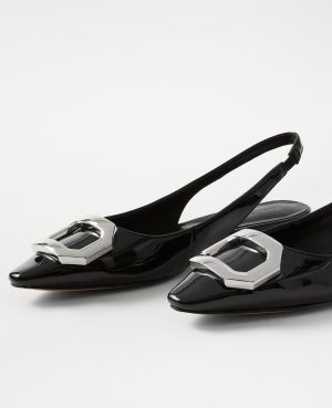 Patent Buckle Slingback Flat
