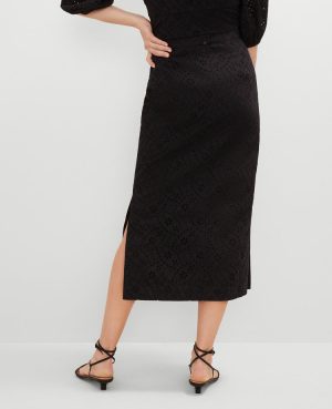 Eyelet Clean Midi Skirt