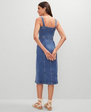 Petite Weekend Collection Button Denim Sheath Dress