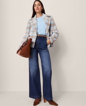 Weekend Collection Plaid Short Trench Coat