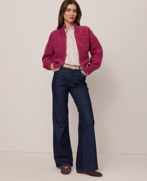 Weekend Collection Cable Bomber Sweater Jacket