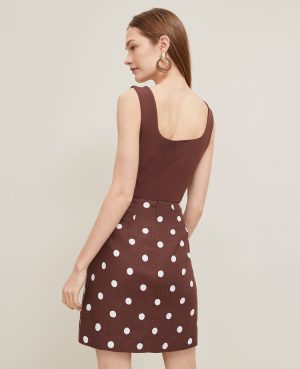 Petite Dotted Linen-Blend Mini Skirt