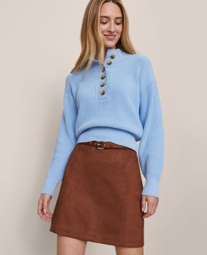 Weekend Collection Ribbed Henley Sweater