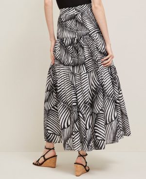 Petite Tiered Full Skirt in Palm Print