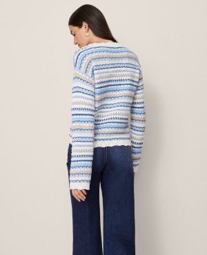 Weekend Collection Striped Mixed Stitch Sweater