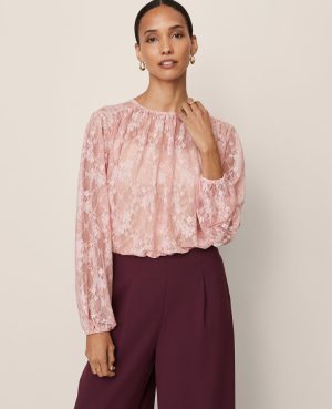 Crew Neck Shirred Blouse