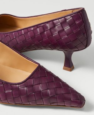 Woven Nip Toe Kitten Heel Pumps