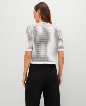 Petite Metallic Striped Cardigan