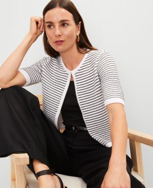 Petite Metallic Striped Cardigan