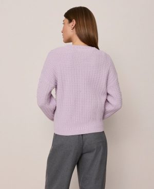Weekend Collection Popcorn-Stitch Cable Sweater
