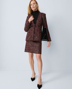 The Long V-Neck Jacket in Tweed