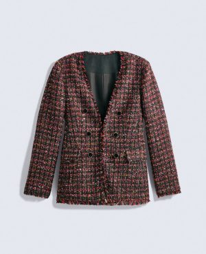 The Long V-Neck Jacket in Tweed