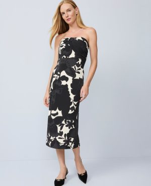 Floral Strapless Midi Dress