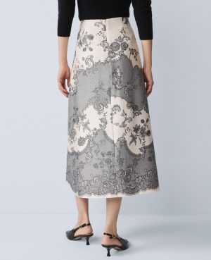 Floral Satin Midi Skirt