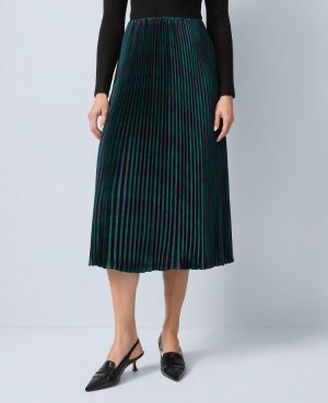 Plaid Pleated Midi Skirt
