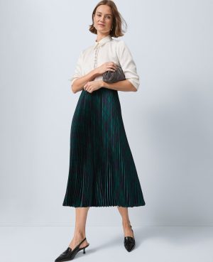 Plaid Pleated Midi Skirt