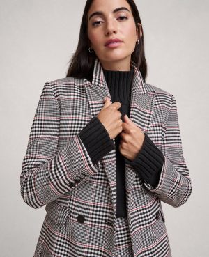 Petite Plaid Fitted Long Blazer