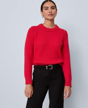 Petite Shoulder Detail Crew Neck Sweater