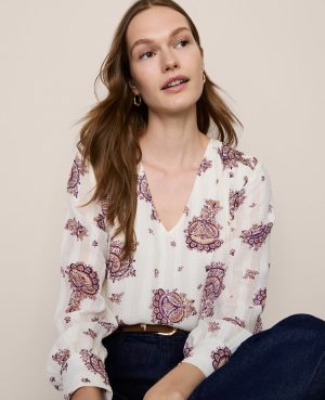 Petite Paisley V-Neck Popover