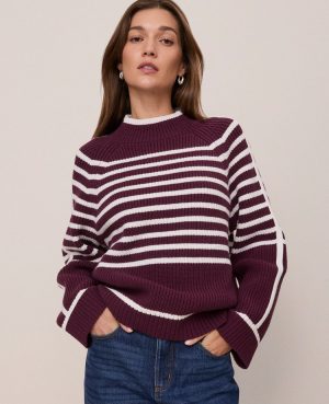 Petite Weekend Collection Striped Mock Neck Sweater