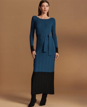 Color Block Ribbed Sweater Dress