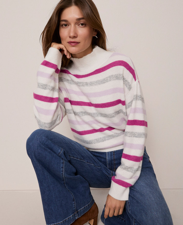Petite Weekend Collection Striped Turtleneck Sweater