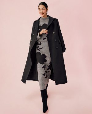 Petite Fitted Double Breasted Long Coat