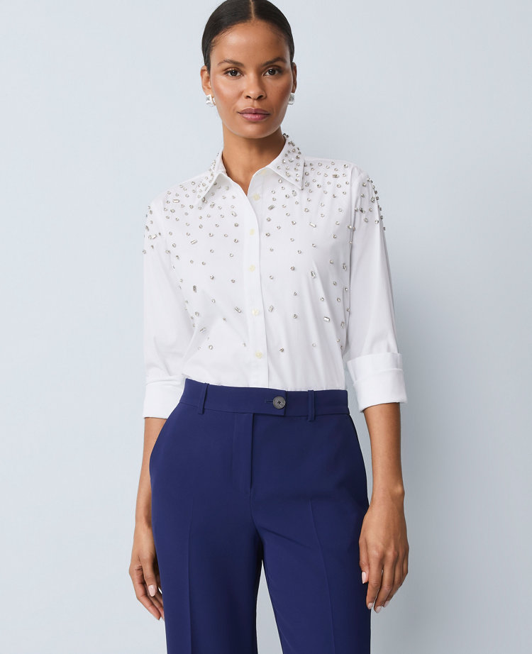 Petite Embellished Relaxed Perfect Shirt