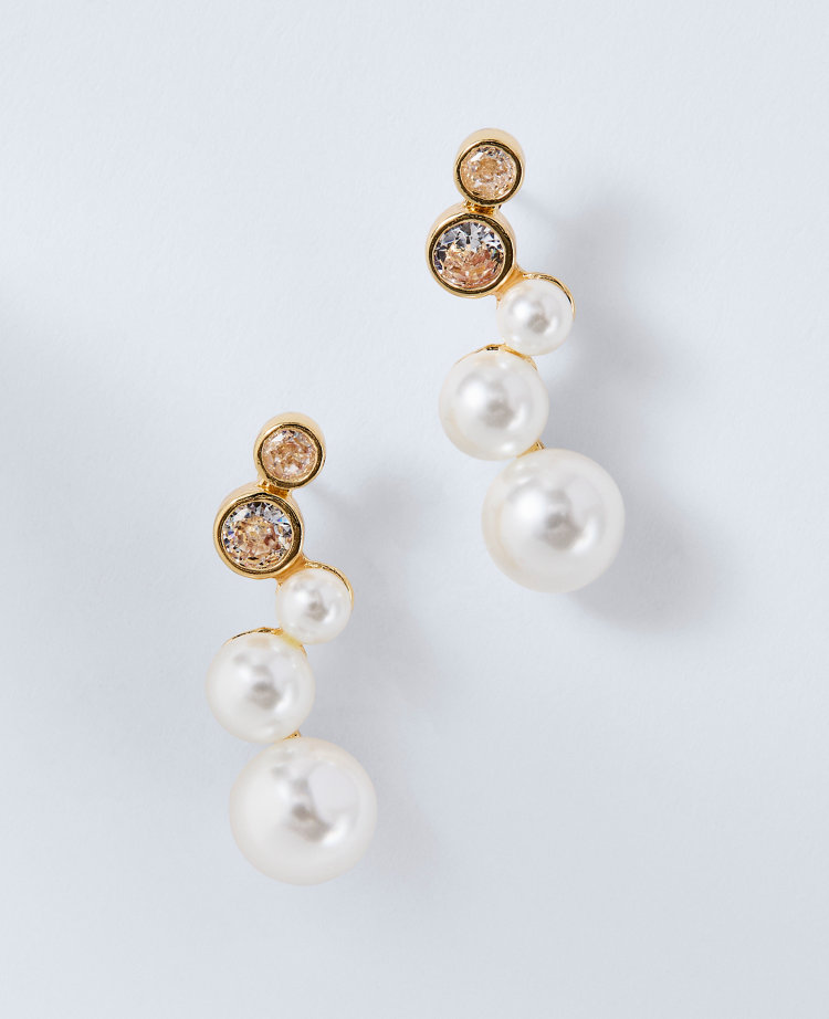 TRIPLE PEARL THREADED DROP EARRINGS
