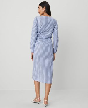 Petite Striped Asymmetric Shirtdress