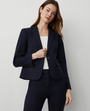 The Petite One-Button Blazer in Stretch Cotton