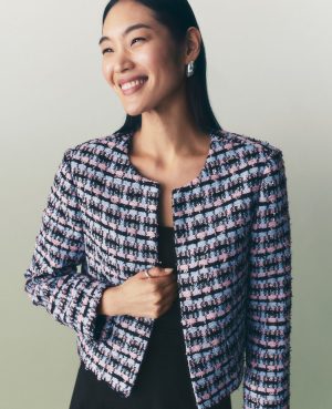 Petite Striped Tweed Cropped Jacket