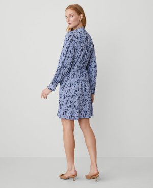 Petite Floral Plisse Belted Shift Dress